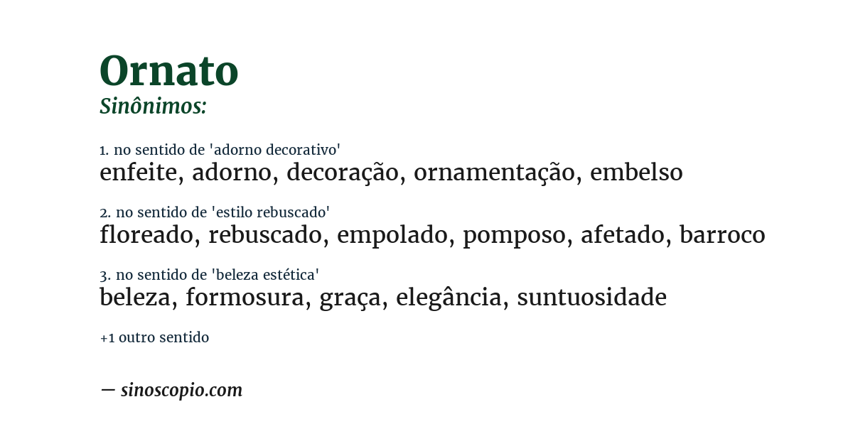 Sinônimo de ornato