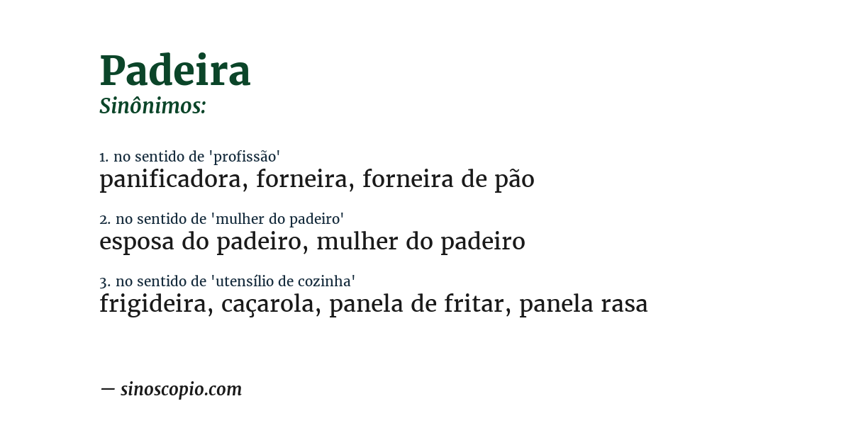 Sinônimo de padeira