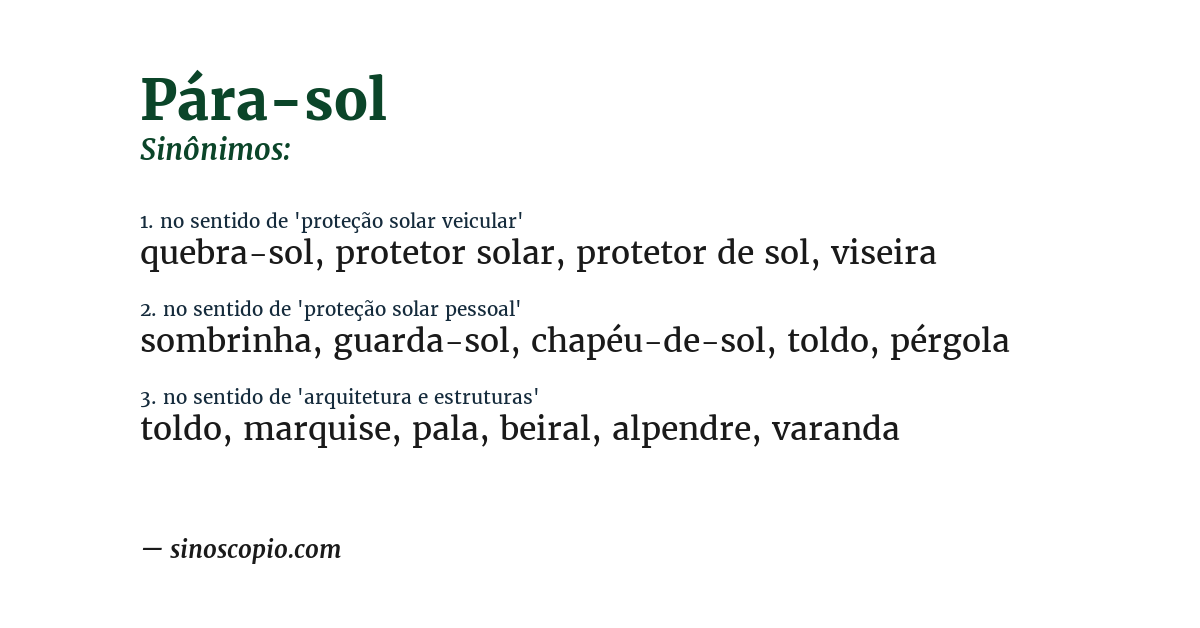 Sinônimo de pára-sol