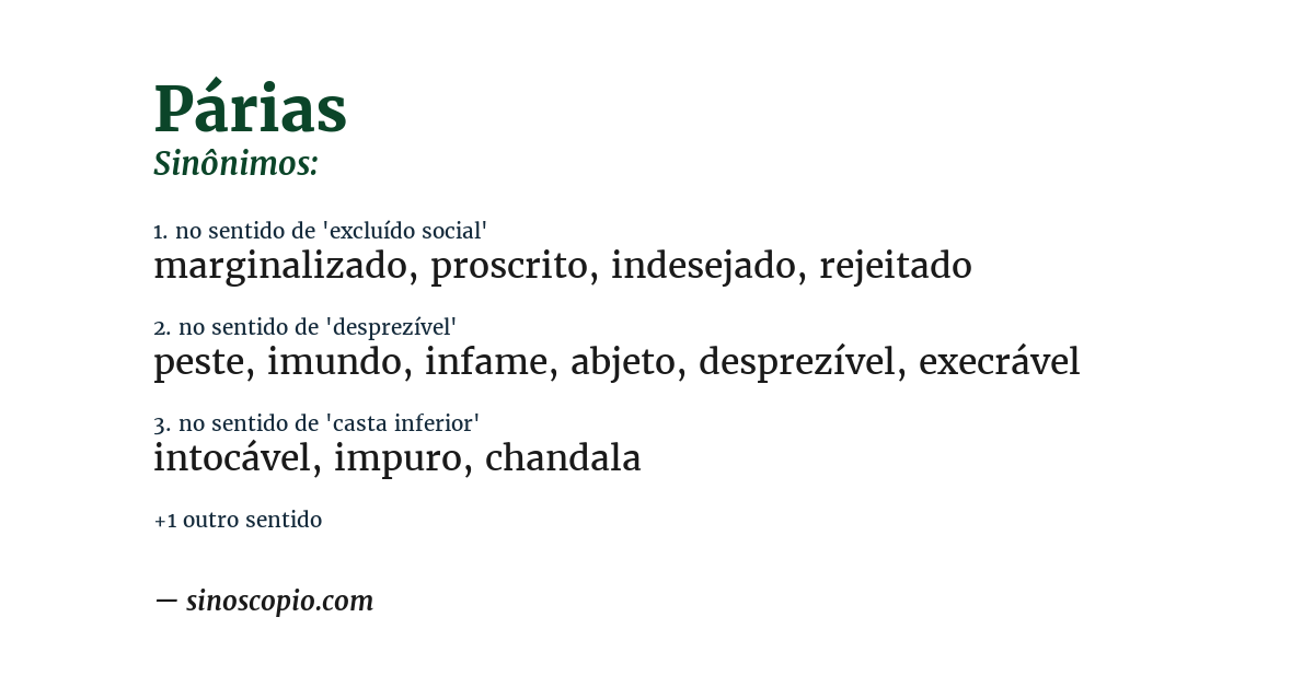 Sinônimo de párias