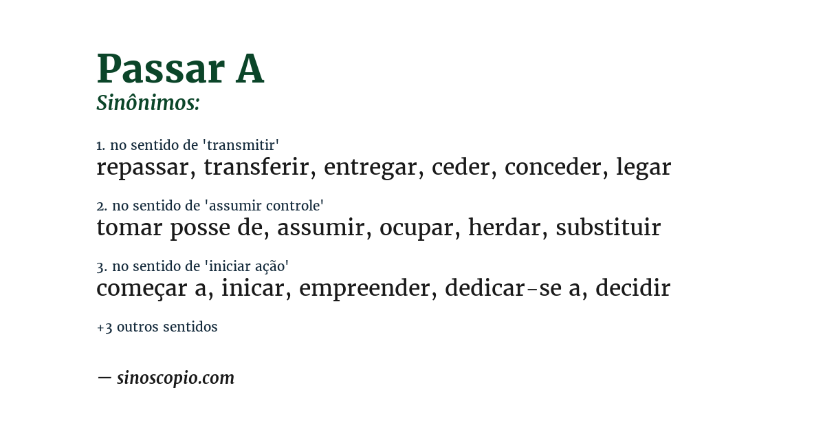 Sinônimo de passar a