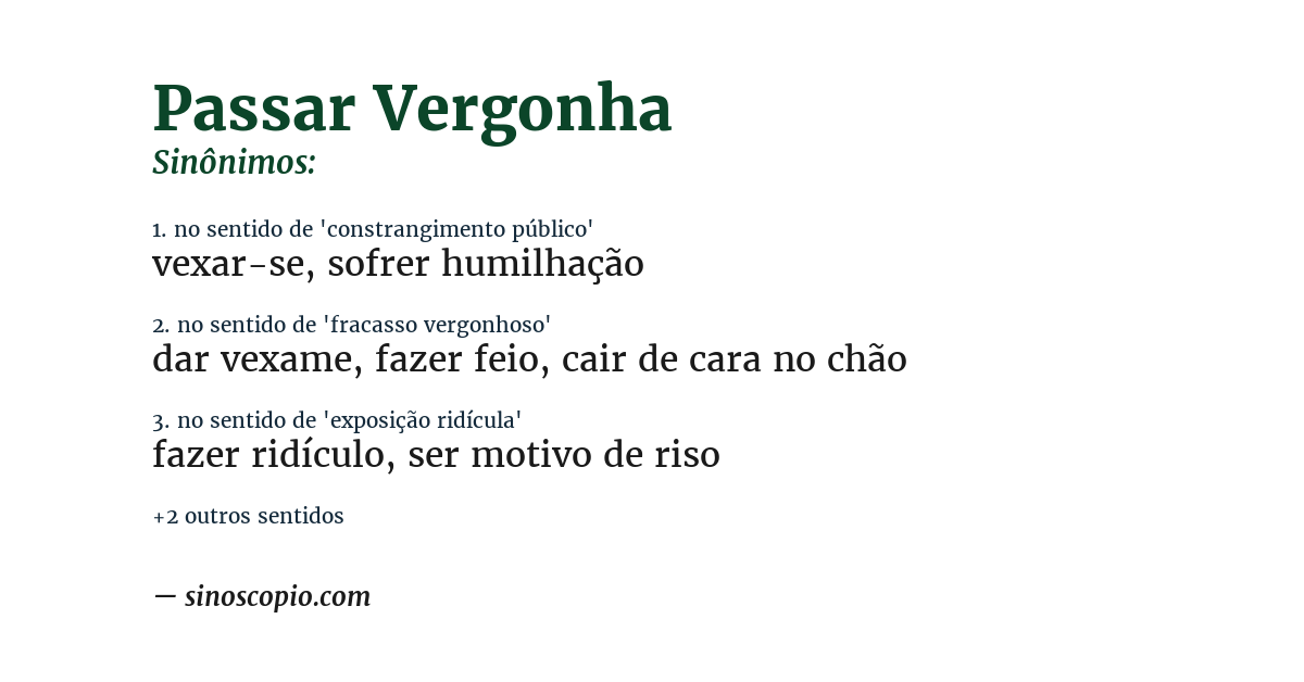 Sinônimo de passar vergonha