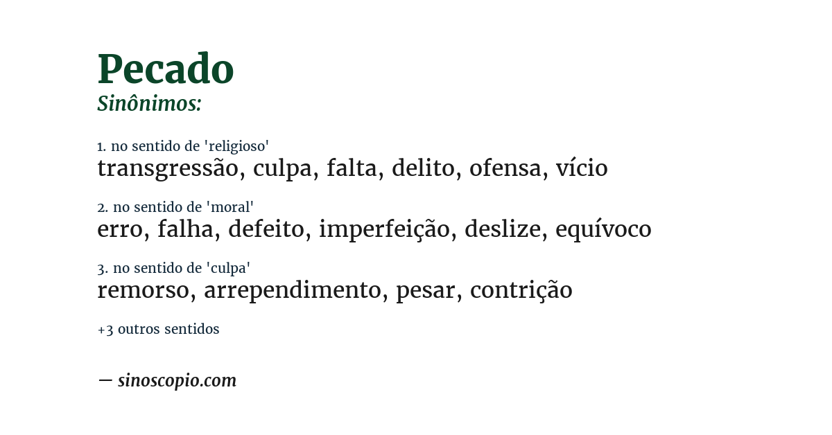 Sinônimo de pecado
