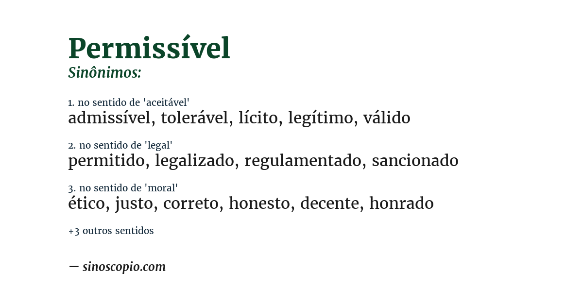 Sinônimo de permissível