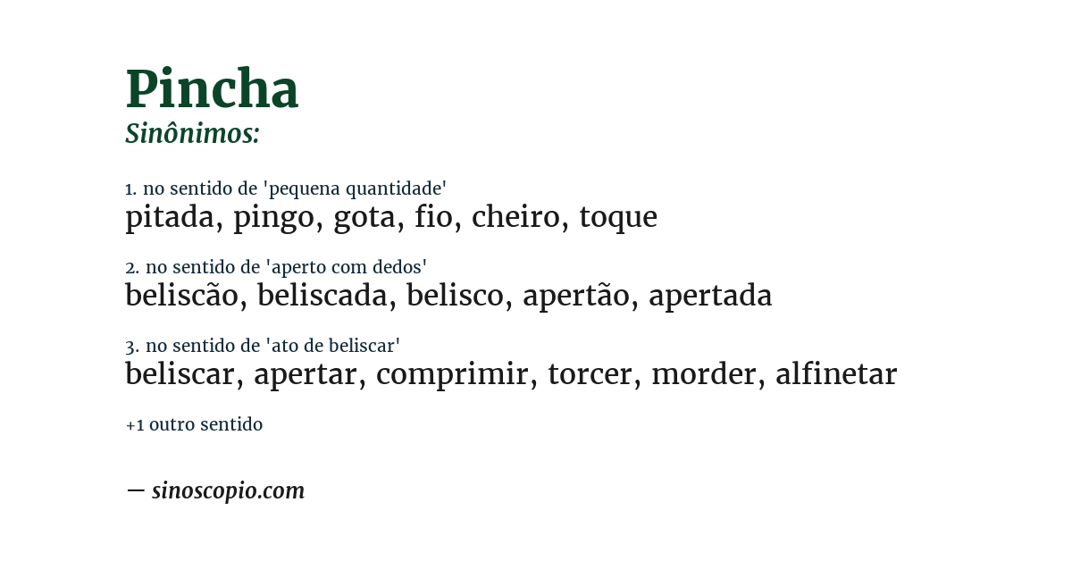 Sinônimo de pincha