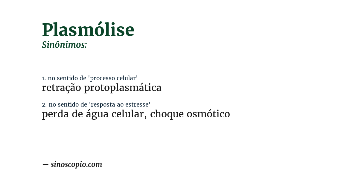 Sinônimo de plasmólise
