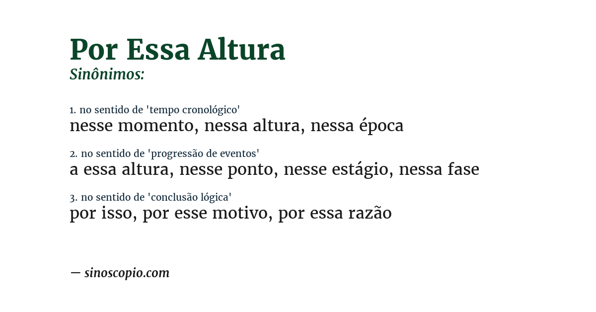 Sinônimo de por essa altura