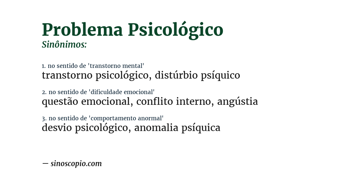 Sinônimo de problema psicológico