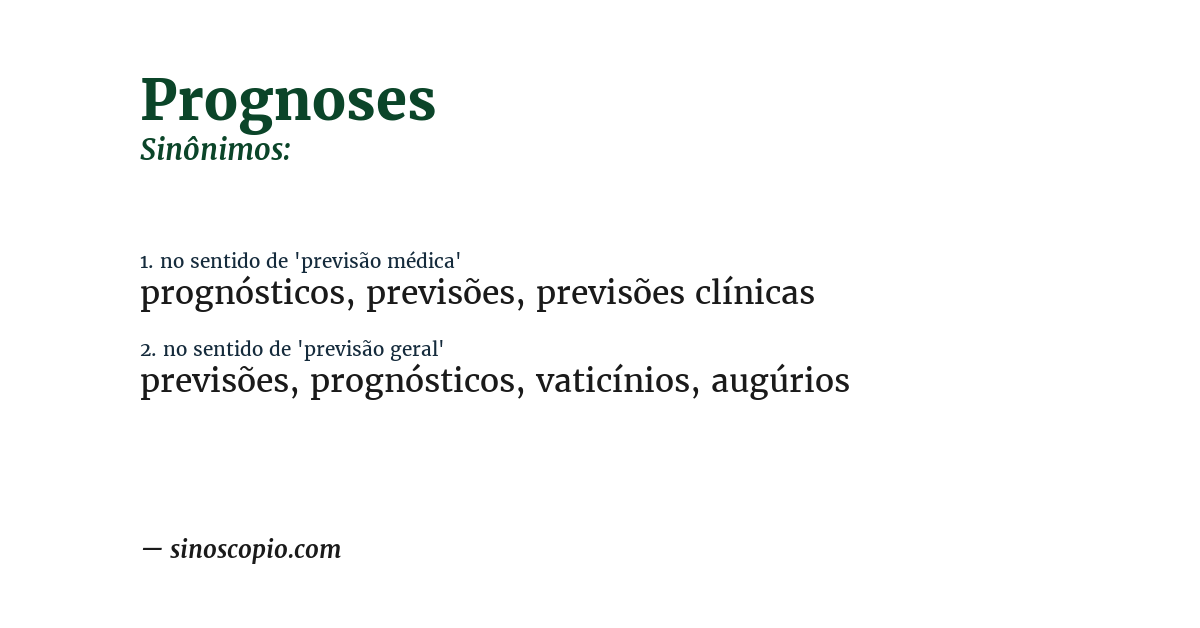 Sinônimo de prognoses
