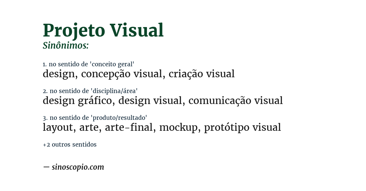 Sinônimo de projeto visual