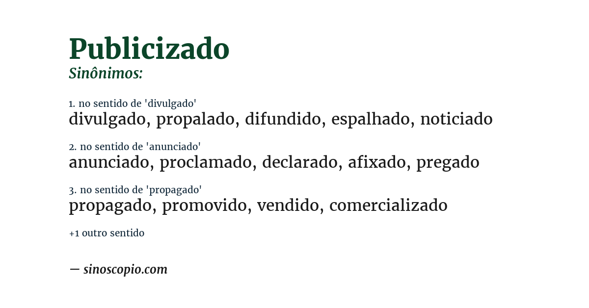 Sinônimo de publicizado