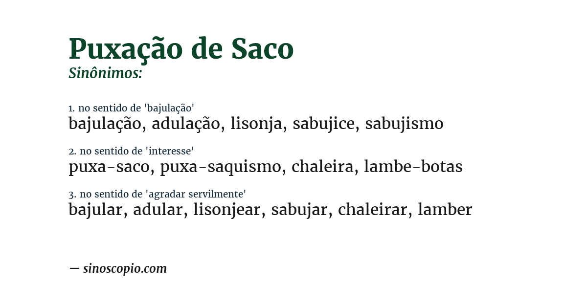 Sinônimo de puxação de saco