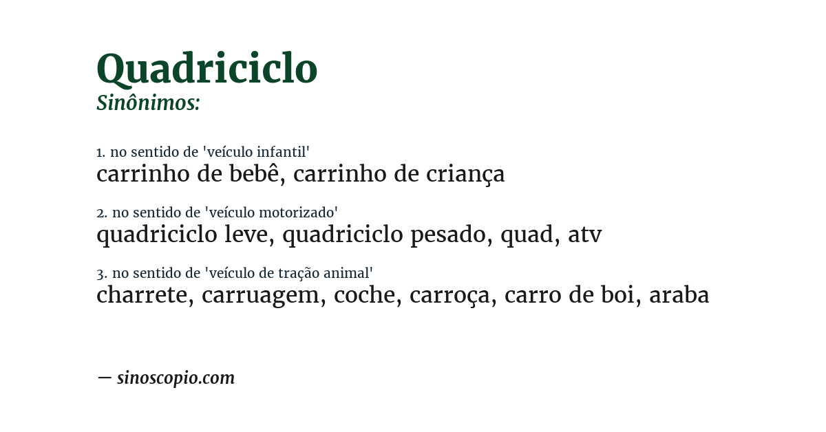 Sinônimo de quadriciclo