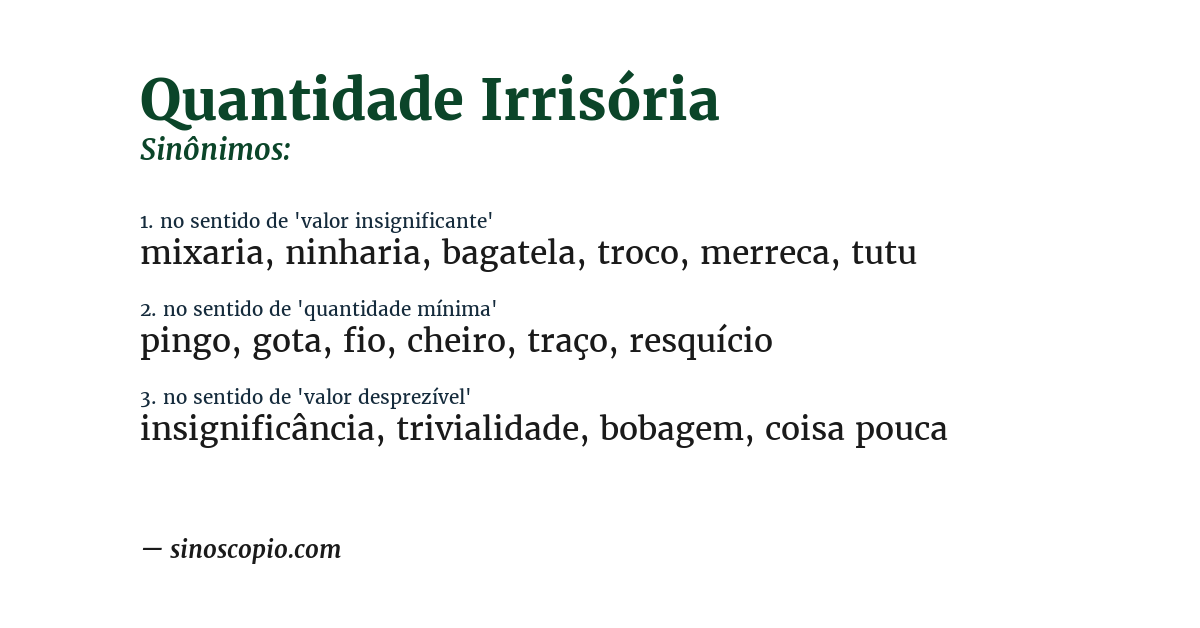 Sinônimo de quantidade irrisória