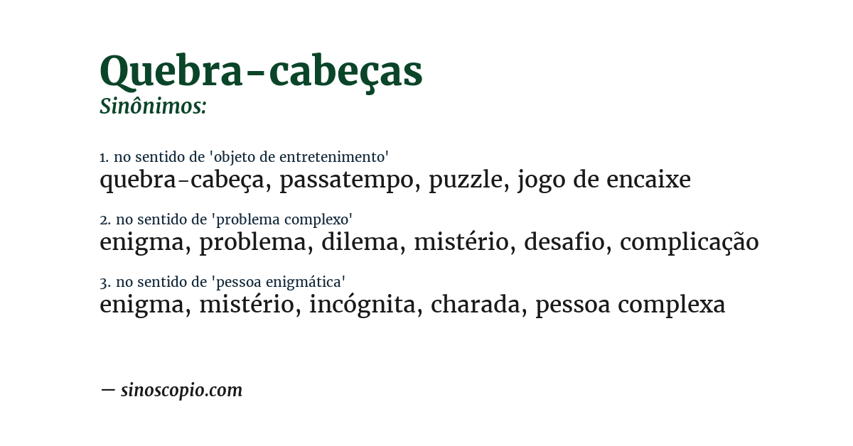 Sinônimo de quebra-cabeças
