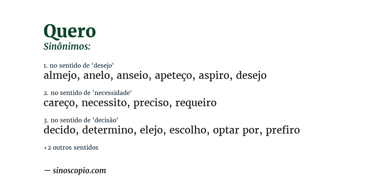 Sinônimo de quero