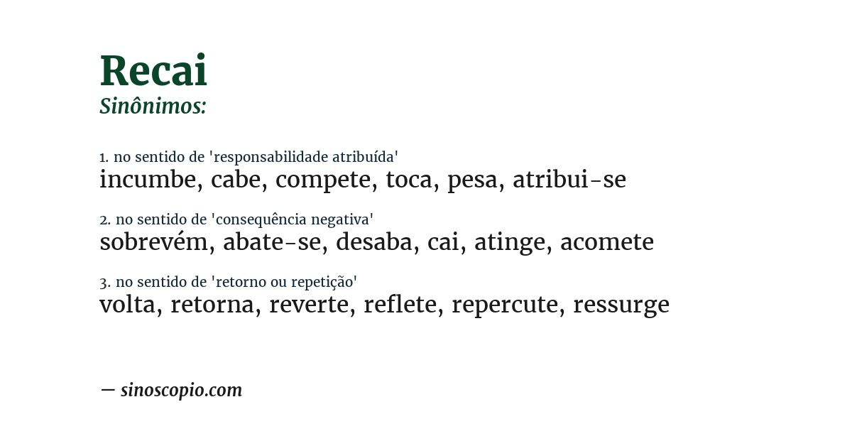 Sinônimo de recai