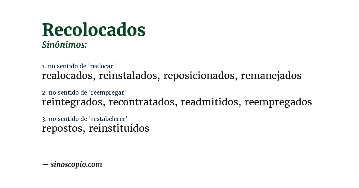 Sinônimo de recolocados