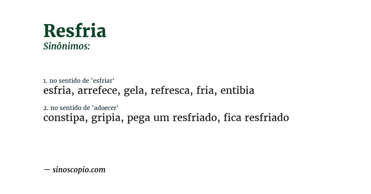 Sinônimo de resfria