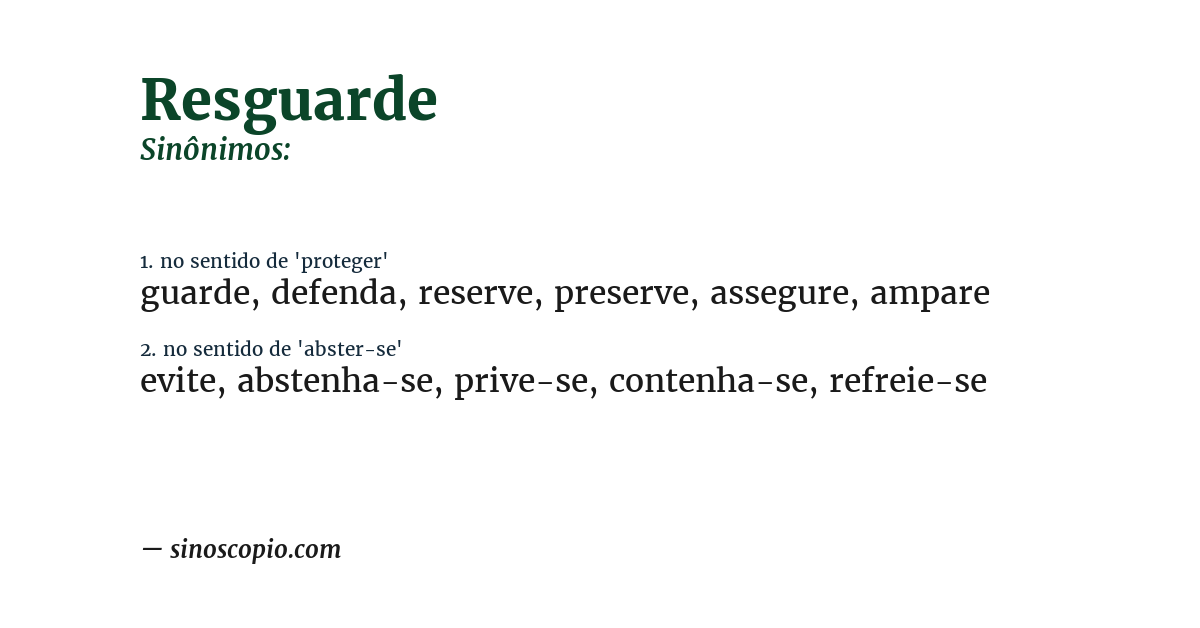 Sinônimo de resguarde