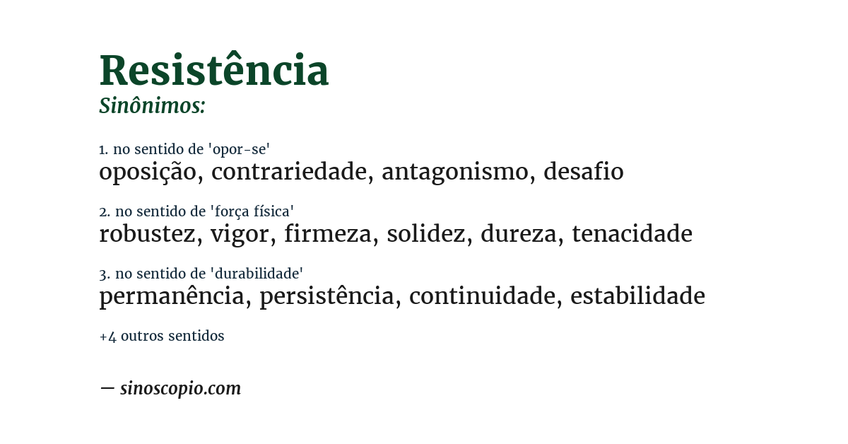 Sinônimo de resistência