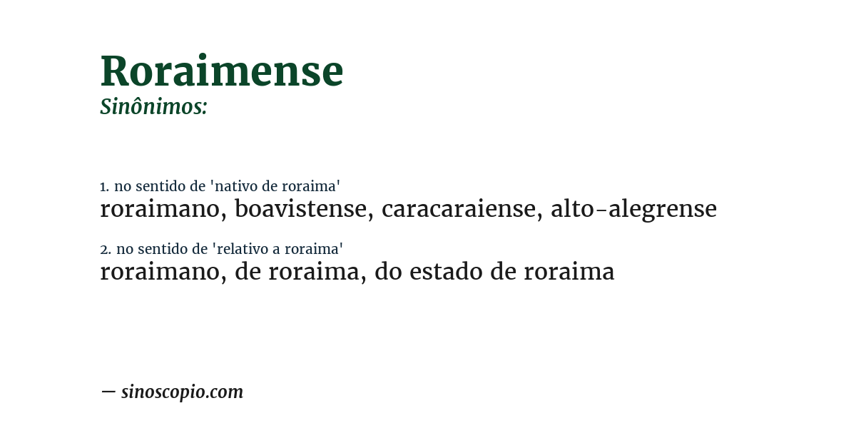 Sinônimo de roraimense