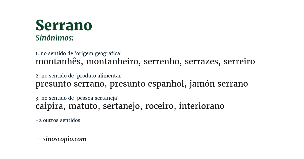 Sinônimo de serrano