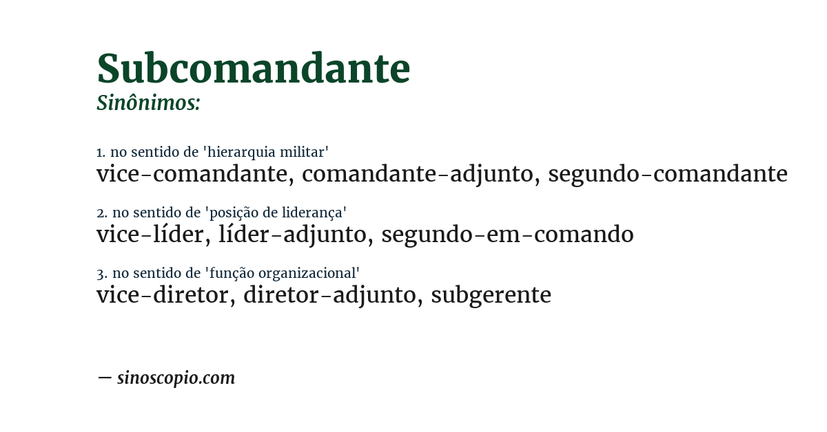 Sinônimo de subcomandante