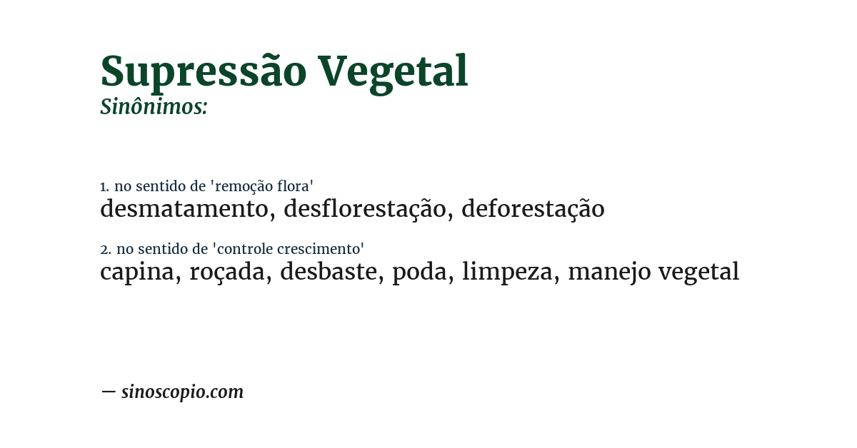 Sinônimo de supressão vegetal
