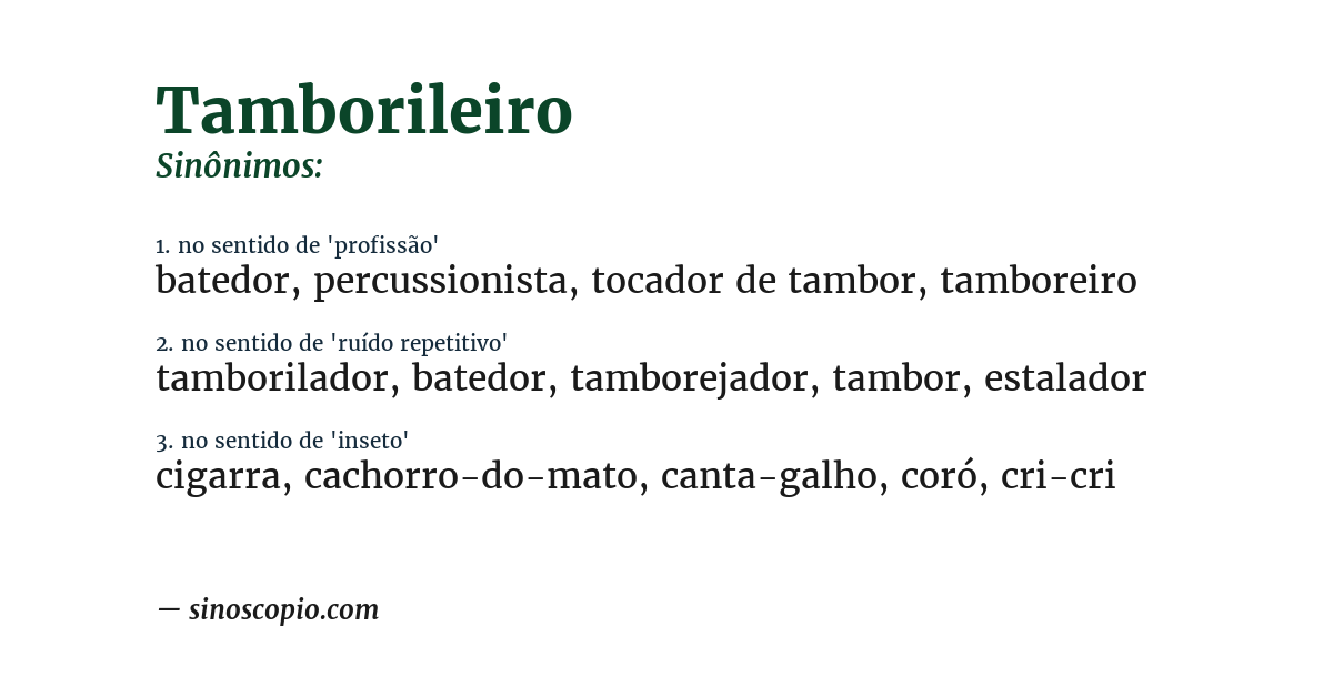 Sinônimo de tamborileiro