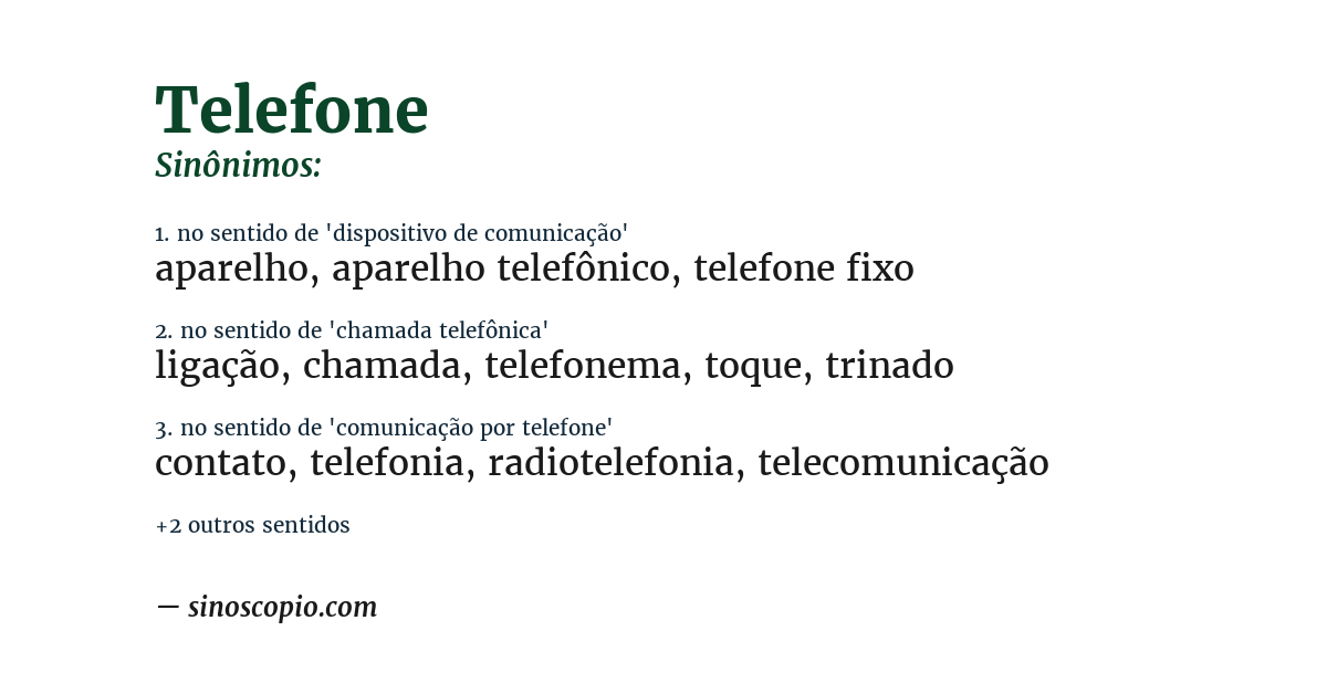 Sinônimo de telefone