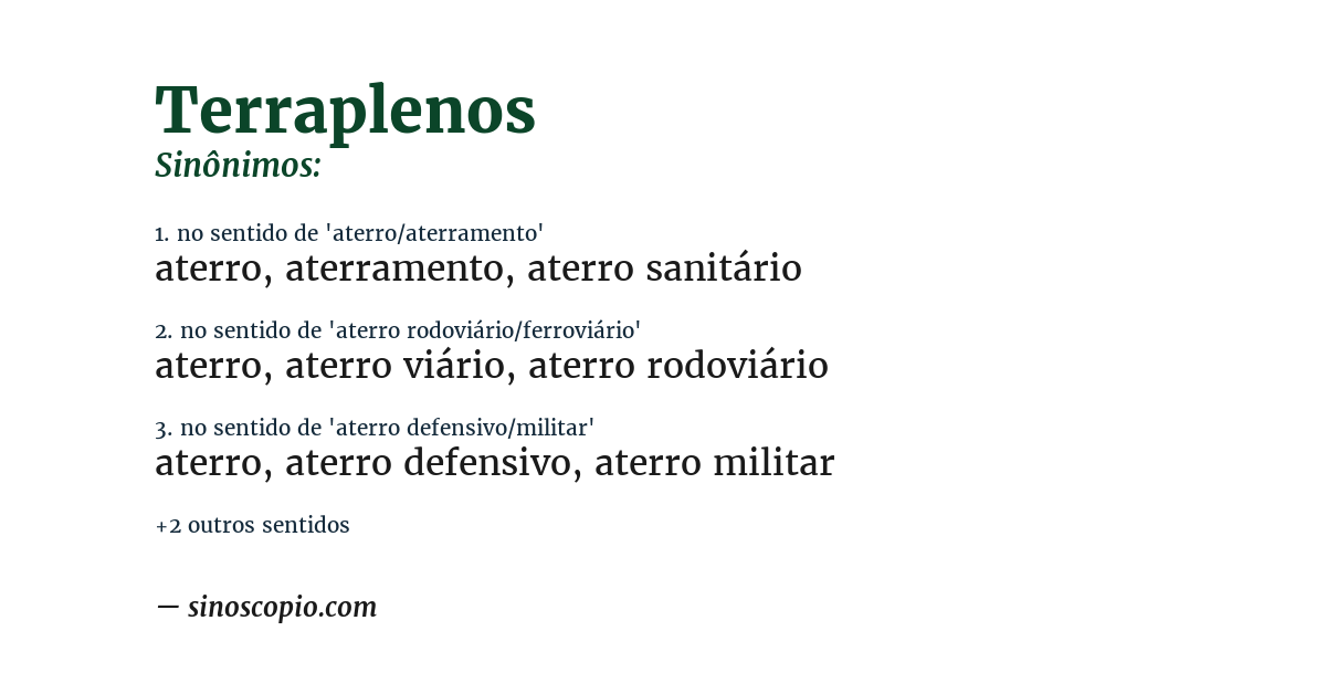 Sinônimo de terraplenos
