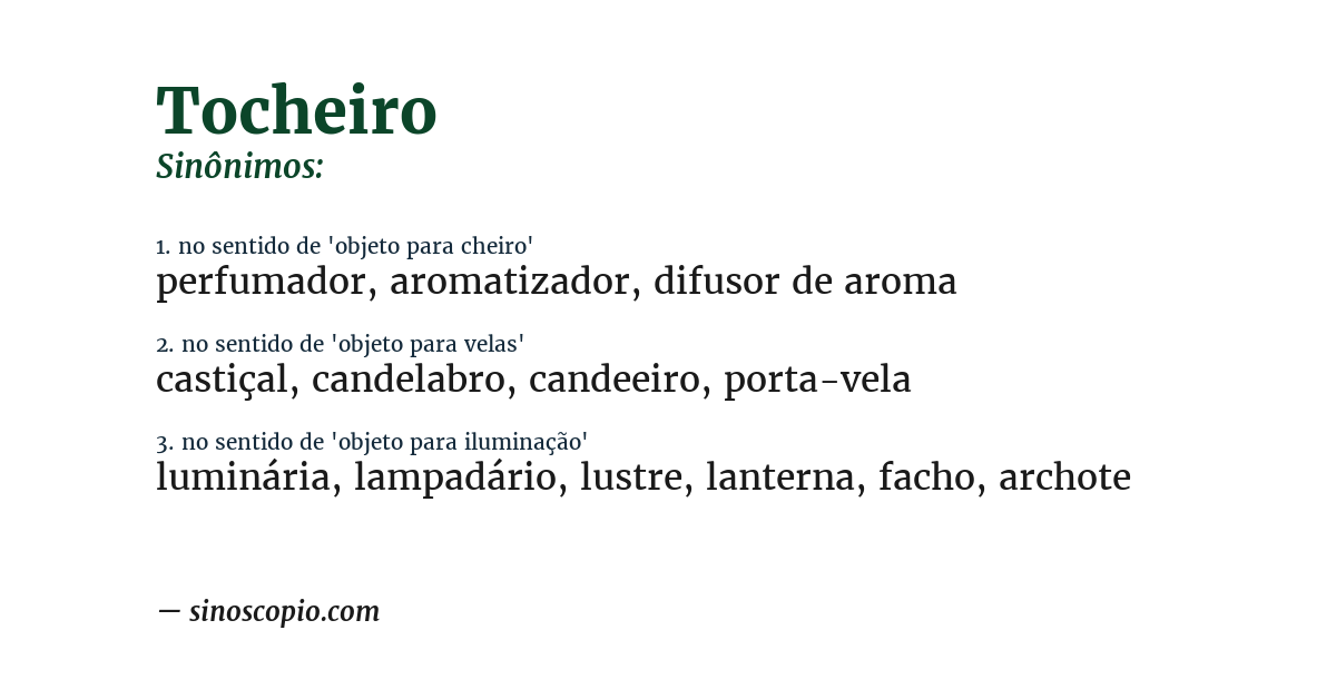 Sinônimo de tocheiro