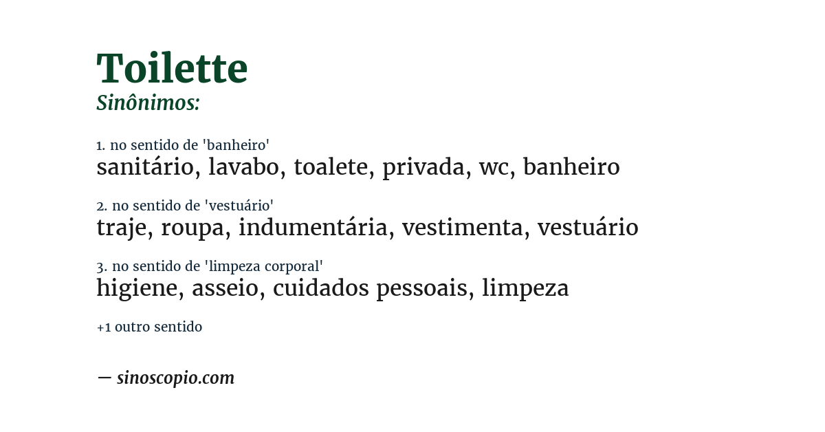 Sinônimo de toilette