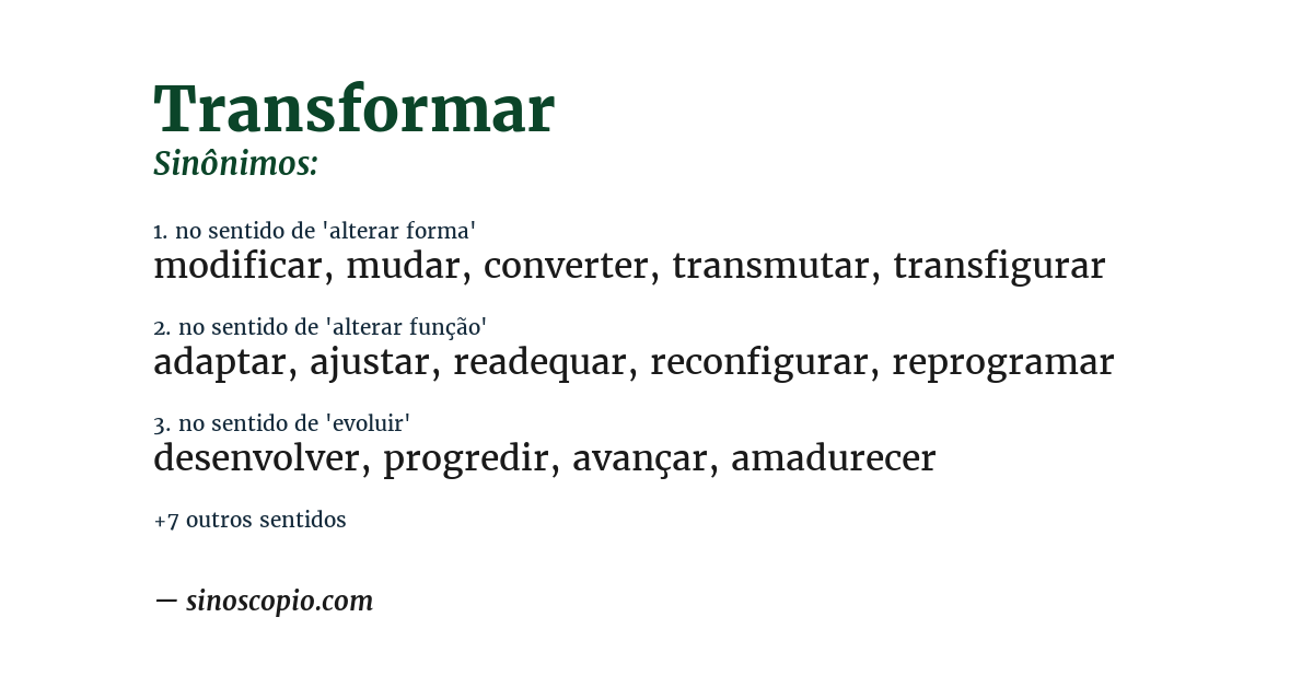 Sinônimo de transformar