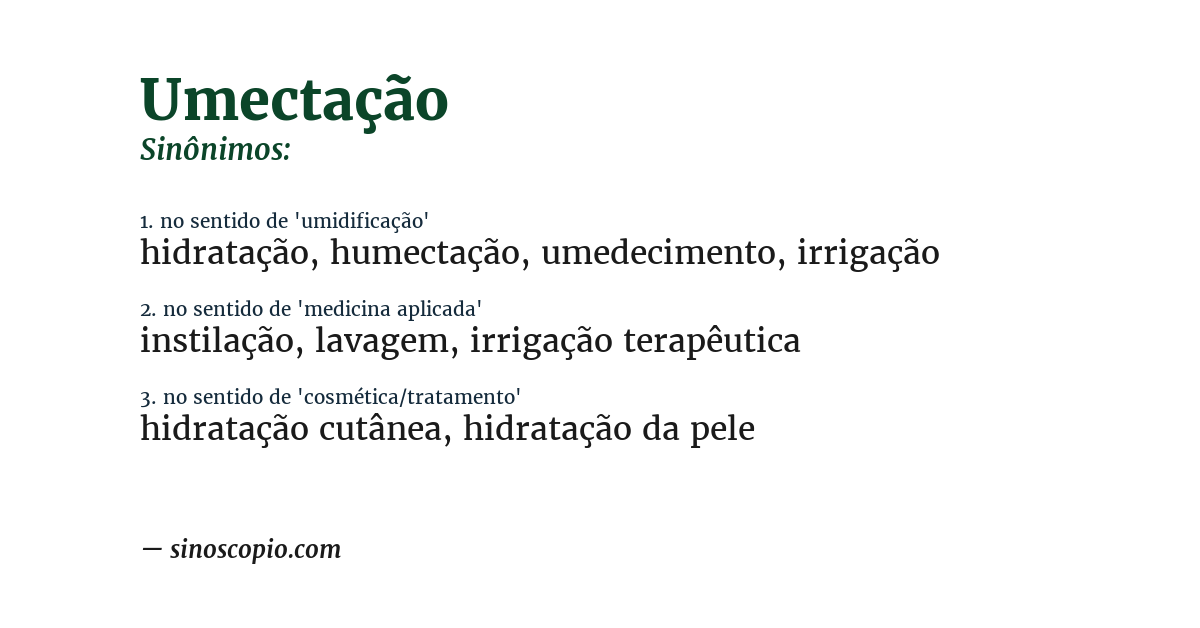 Sinônimo de umectação