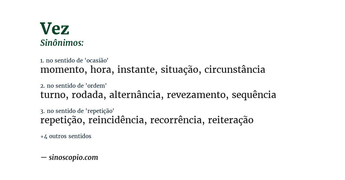 Sinônimo de vez