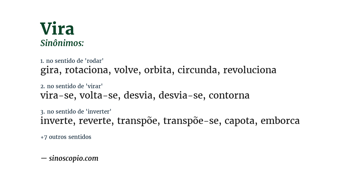 Sinônimo de vira
