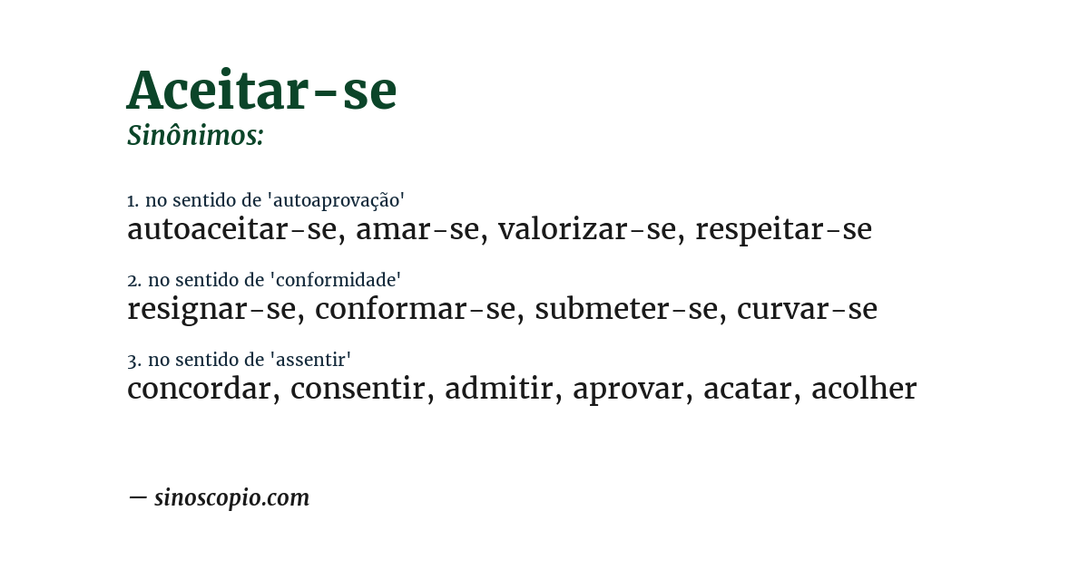 Sinônimo de aceitar-se