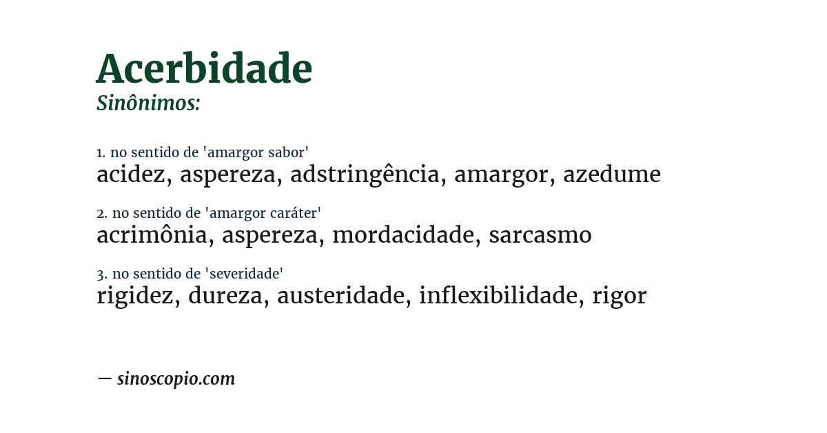 Sinônimo de acerbidade