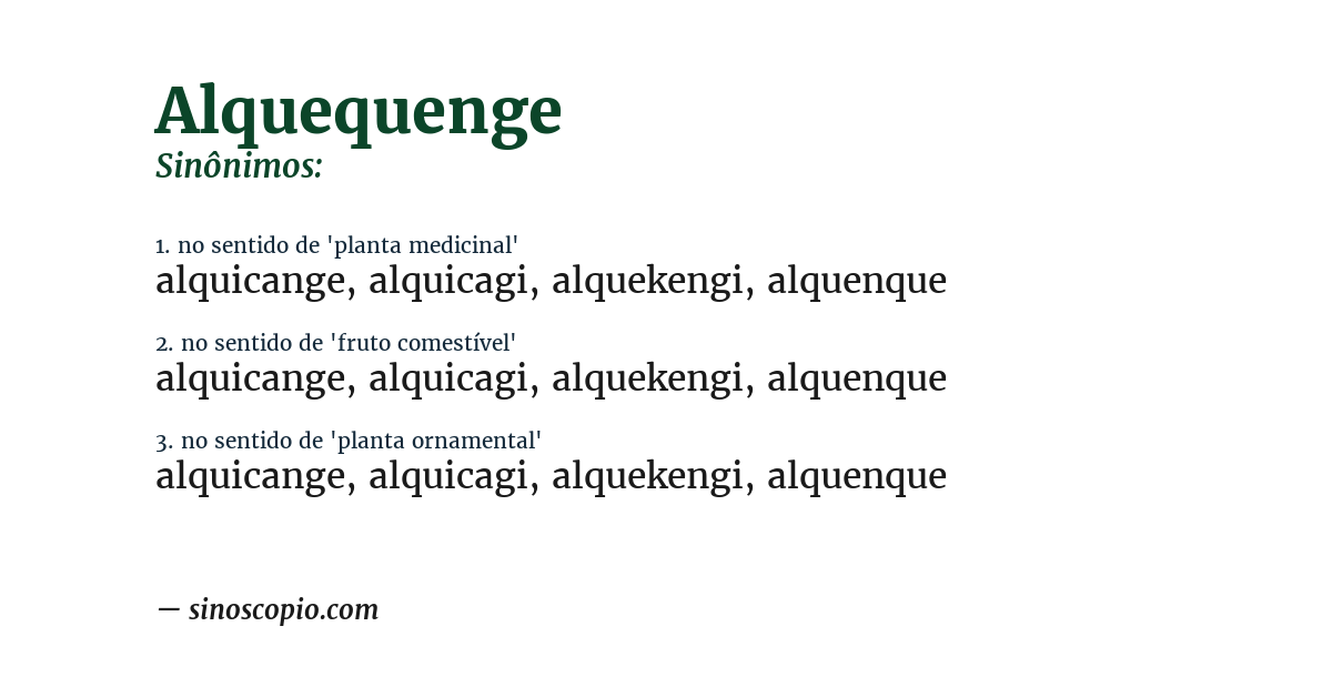 Sinônimo de alquequenge