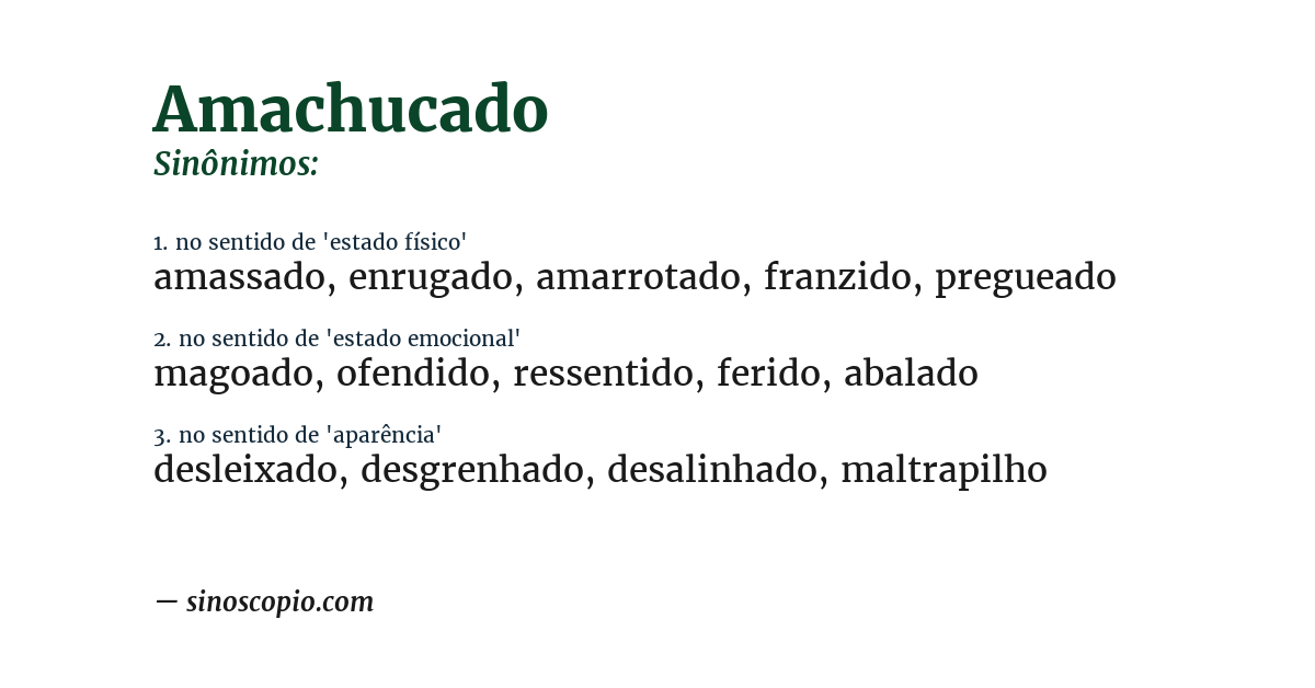 Sinônimo de amachucado