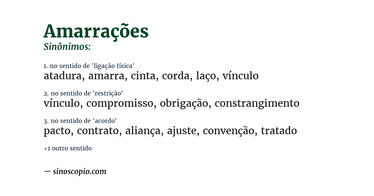 Sinônimo de amarrações