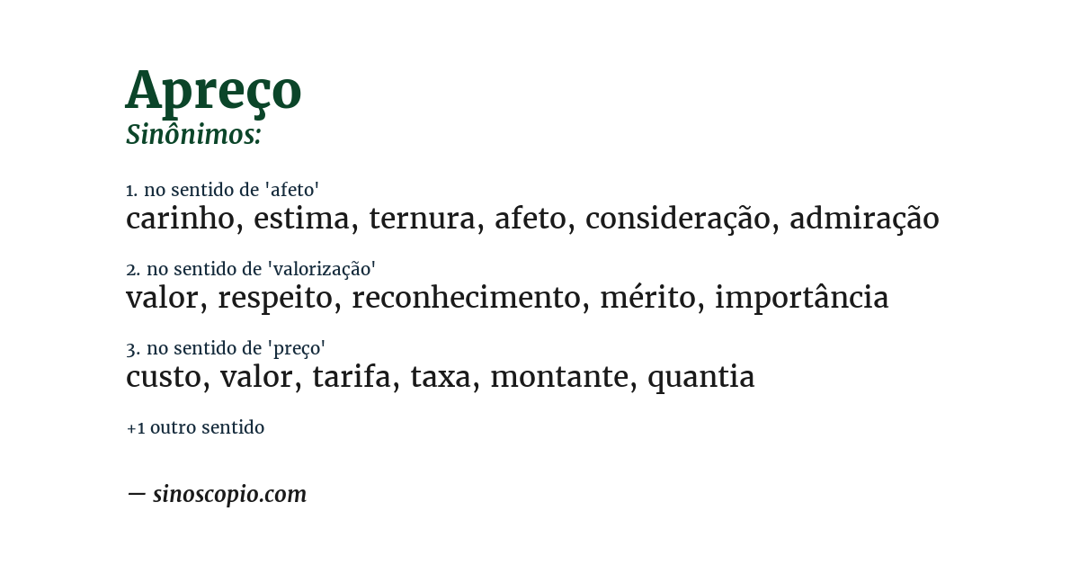 Sinônimo de apreço