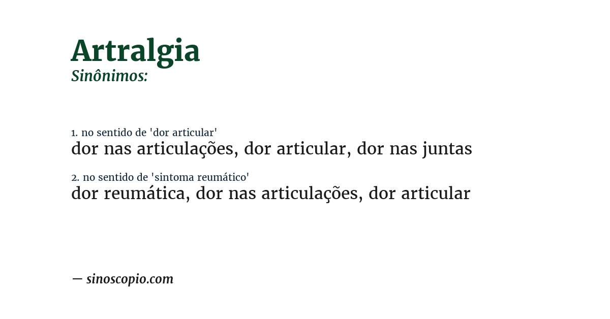 Sinônimo de artralgia