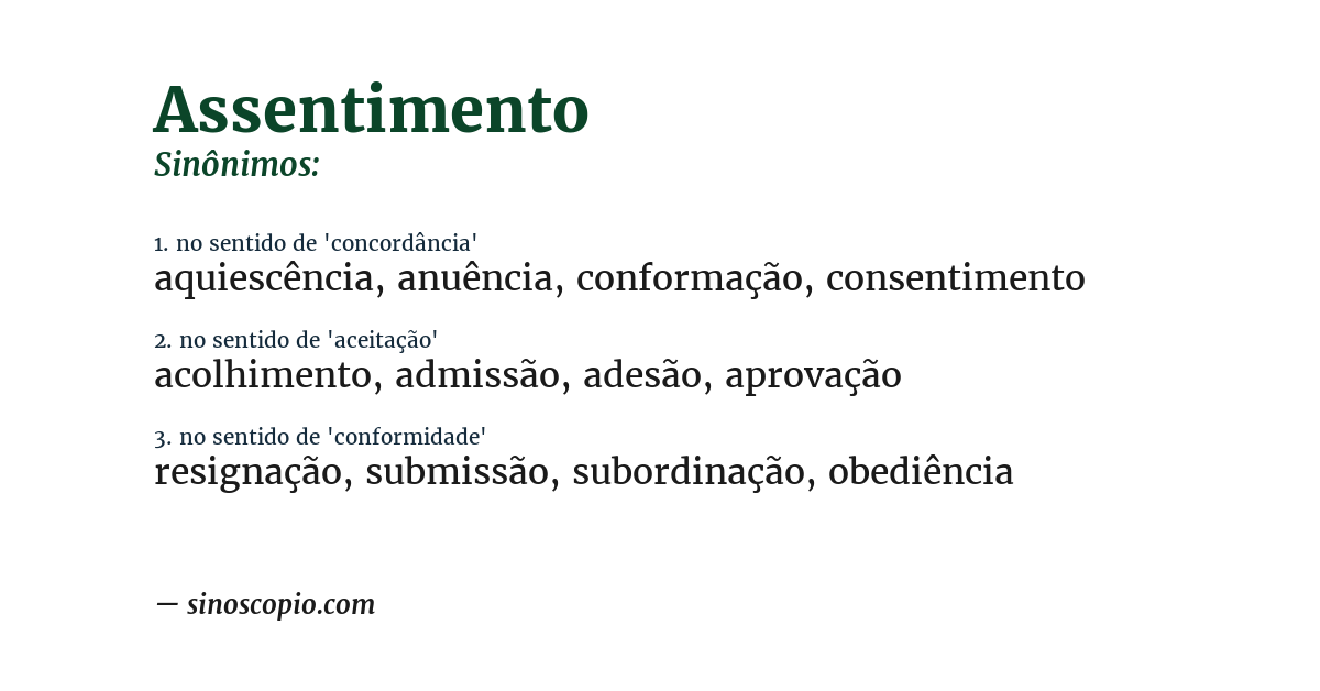 Sinônimo de assentimento
