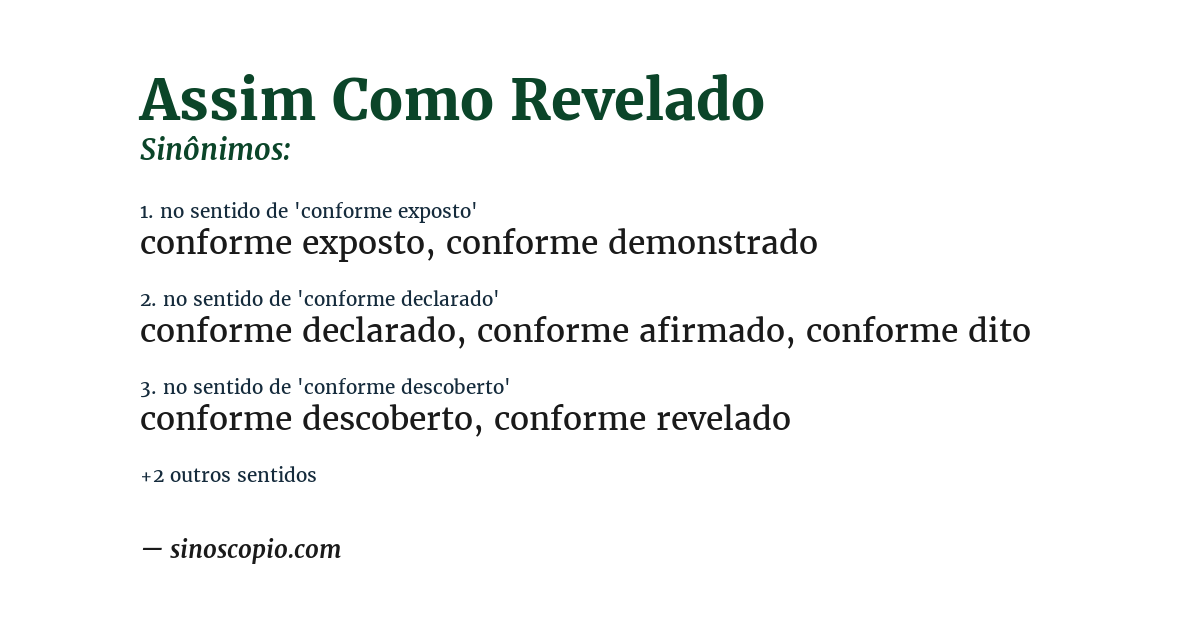 Sinônimo de assim como revelado