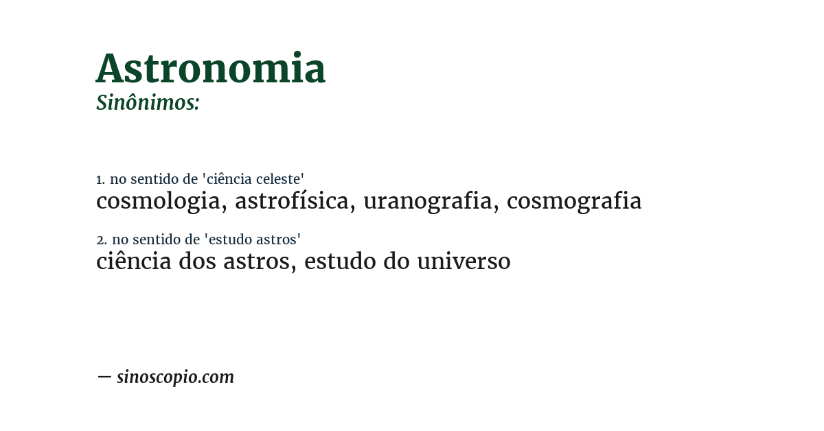 Sinônimo de astronomia