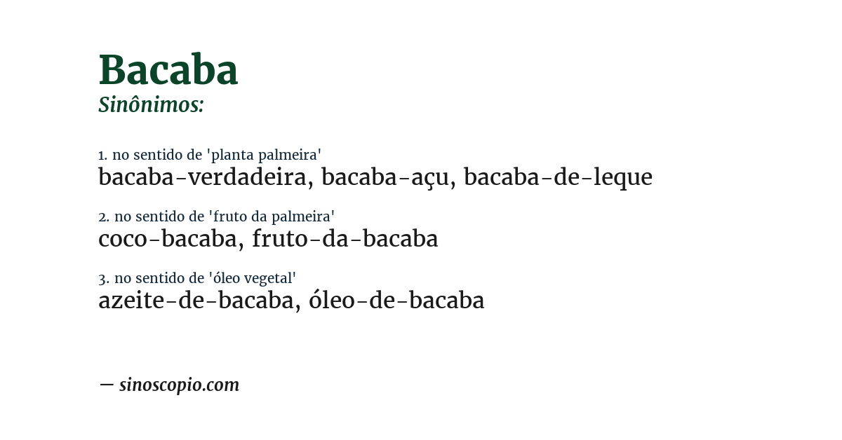 Sinônimo de bacaba
