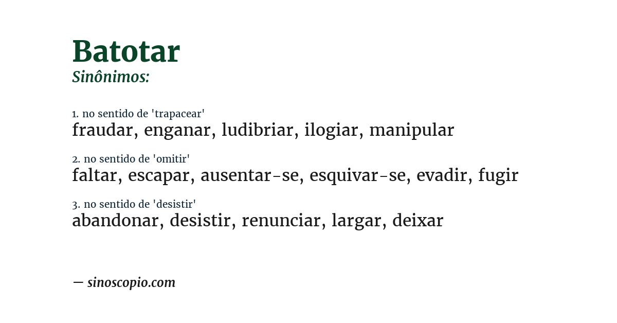 Sinônimo de batotar